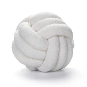 Soft Knot Ball Pillows Throw Knotted Handmade Round Plush Pillow - white - 22CM