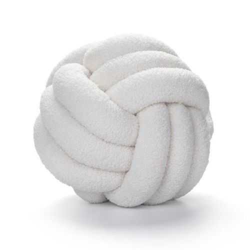 Soft Knot Ball Pillows Throw Knotted Handmade Round Plush Pillow - white - 22CM