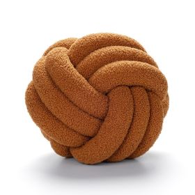 Soft Knot Ball Pillows Throw Knotted Handmade Round Plush Pillow - brown - 35CM