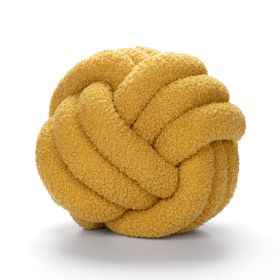 Soft Knot Ball Pillows Throw Knotted Handmade Round Plush Pillow - yellow - 35CM