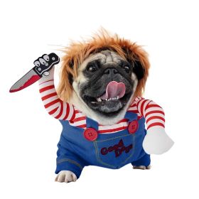 Pet Deadly Doll Costume Chucky Dog Cosplay Halloween Christmas Party Clothes for Dogs - L