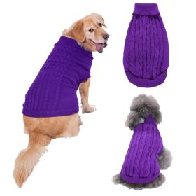 Dog Sweater Warm Pet Sweater Dog Sweaters for Small Dogs Medium Dogs Large Dogs Cute Knitted Classic Clothes Coat for Dog Puppy - Large - PURPLE