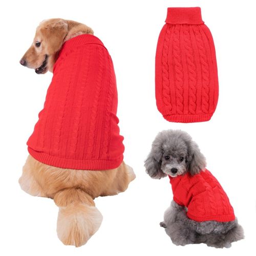 Dog Sweater Warm Pet Sweater Dog Sweaters for Small Dogs Medium Dogs Large Dogs Cute Knitted Classic Clothes Coat for Dog Puppy - X-Small - RED