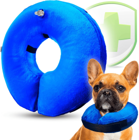 Inflatable Pet Collar dog collar Anti-bite Neck Elizabethan Collar Cute Cat Dog Puppy Neck Protective Circle Collar For Small Large Dogs - Blue - S