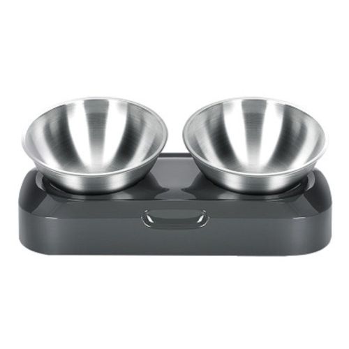 Pet Feeder Stainless Steel Double Bowls 15 Degree Adjustable Pet Cat Feeding Bowl Pet Feeder Stainless Steel Double Bowls 15 Degree Adjustable Pet Cat Feeding Bowl