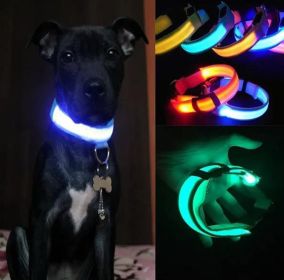 Pet Dog Nylon Safety Collar LED Light Puppy Necklace Dog Accessories - red