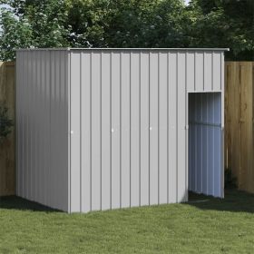 Dog House with Roof Light Gray 84.3"x60.2"x71.3" Galvanized Steel - Gray