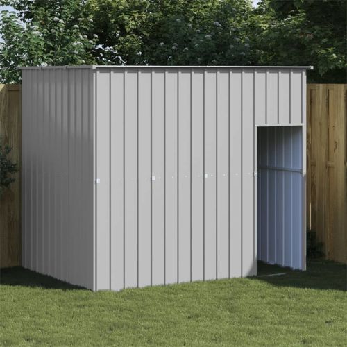 Dog House with Roof Light Gray 84.3"x60.2"x71.3" Galvanized Steel - Gray