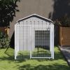 Dog House with Run Light Gray 46.1"x79.1"x48.4" Galvanized Steel - Gray
