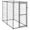 Outdoor Dog Kennel Steel 43.3"x86.6"x70.9" - Black