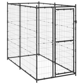 Outdoor Dog Kennel Steel 43.3"x86.6"x70.9" - Black