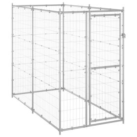 Outdoor Dog Kennel Galvanized Steel 43.3"x86.6"x70.9" - Silver