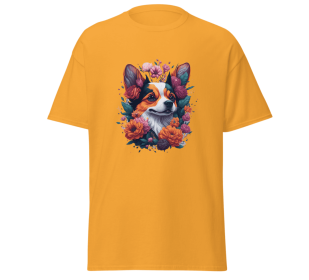 T-shirt flower dog design merchyprint dog lovers - yellow - XL
