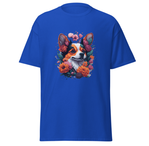 T-shirt flower dog design merchyprint dog lovers - blue - M