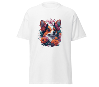 T-shirt flower dog design merchyprint dog lovers - white - M