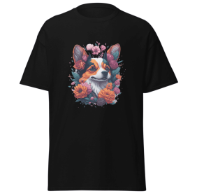 T-shirt flower dog design merchyprint dog lovers - Black - M