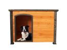 Discount treatment 45"Dog House Outdoor and indoor wooden kennel, winter strap with elevated feet, large dog weatherproof (gold red and black) - as Pi