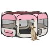 Foldable Dog Playpen with Carrying Bag Pink 57.1"x57.1"x24" - Pink