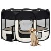 Foldable Dog Playpen with Carrying Bag Black 49.2"x49.2"x24" - Black