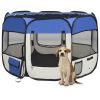 Foldable Dog Playpen with Carrying Bag Blue 35.4"x35.4"x22.8" - Blue