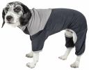 Pet Life Active 'Embarker' Heathered Performance 4-Way Stretch Two-Toned Full Body Warm Up - Black - Small