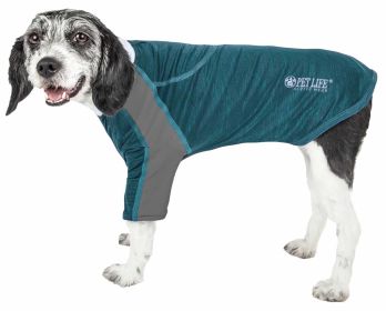 Pet Life Active 'Chewitt Wagassy' 4-Way Stretch Performance Long Sleeve Dog T-Shirt - Teal - Small
