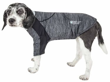 Pet Life Active 'Chewitt Wagassy' 4-Way Stretch Performance Long Sleeve Dog T-Shirt - Black - X-Large