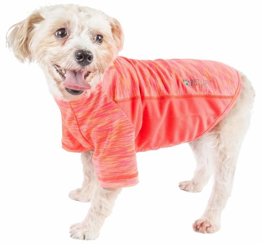 Pet Life Active 'Warf Speed' Heathered Ultra-Stretch Sporty Performance Dog T-Shirt - Orange - X-Small