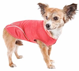 Pet Life Active 'Pull-Rover' Premium 4-Way Stretch Two-Toned Performance Sleeveless Dog T-Shirt Tank Top Hoodie - Red - X-Large