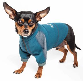 Dog Helios 'Eboneflow' Mediumweight 4-Way-Stretch Flexible And Breathable Performance Dog Yoga T-Shirt - Blue - Small
