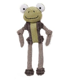 Pet Life Frog Mannequin Eco-Friendly Natural Jute Chew And Tug Plush Dog Toy - Olive/Brown