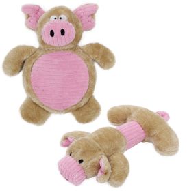Pet Life Cozy Play Plush 2 Set Of Matching Squeaking Chew Dog Toys - Pink/Brown