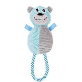 Pet Life Plush Huggabear Natural Jute And Squeak Chew Tugging Dog Toy - Blue/Grey