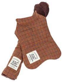 Touchdog 2-In-1 Windowpane Plaided Dog Jacket With Matching Reversible Dog Mat - Brown - X-Small