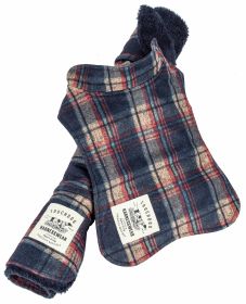 Touchdog 2-In-1 Tartan Plaided Dog Jacket With Matching Reversible Dog Mat - Navy - X-Small