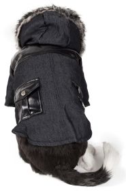 Ruff-Choppered Denim Fashioned Wool Pet Coat - Medium