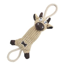 Jute and Rope Plush Pig Dog Toy - Brown