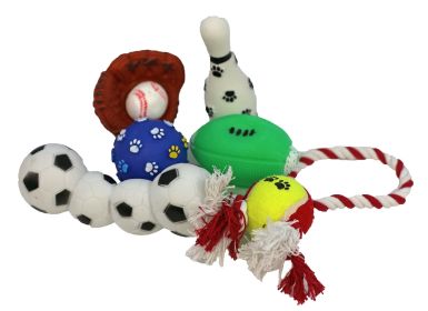 6 Piece Sports Themed Pet Toy Set - GF8