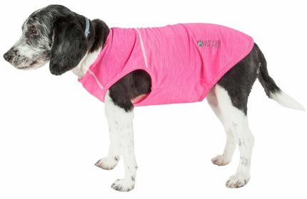 Pet Life Active 'Aero-Pawlse' Heathered Quick-Dry And 4-Way Stretch-Performance Dog Tank Top T-Shirt - Pink - Medium