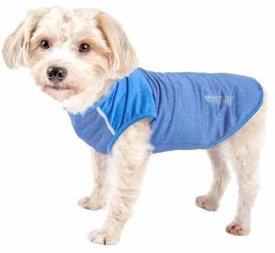 Pet Life Active 'Aero-Pawlse' Heathered Quick-Dry And 4-Way Stretch-Performance Dog Tank Top T-Shirt - Blue - Large