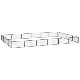 20-Panel Dog Playpen Black 39.4"x19.7" Powder-coated Steel - Black