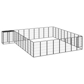 38-Panel Dog Playpen Black 19.7"x39.4" Powder-coated Steel - Black