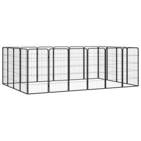 20-Panel Dog Playpen Black 19.7"x39.4" Powder-coated Steel - Black