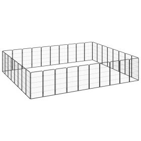 36-Panel Dog Playpen Black 19.7"x39.4" Powder-coated Steel - Black