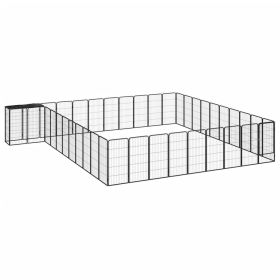 42-Panel Dog Playpen Black 19.7"x39.4" Powder-coated Steel - Black