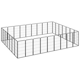 32-Panel Dog Playpen Black 19.7"x39.4" Powder-coated Steel - Black