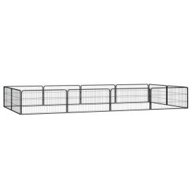 12-Panel Dog Playpen Black 39.4"x19.7" Powder-coated Steel - Black