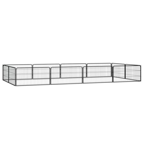 12-Panel Dog Playpen Black 39.4"x19.7" Powder-coated Steel - Black