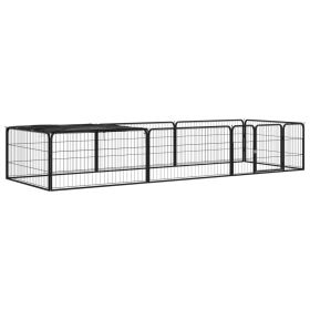 8-Panel Dog Playpen Black 39.4"x19.7" Powder-coated Steel - Black