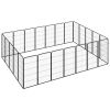 24-Panel Dog Playpen Black 19.7"x39.4" Powder-coated Steel - Black
